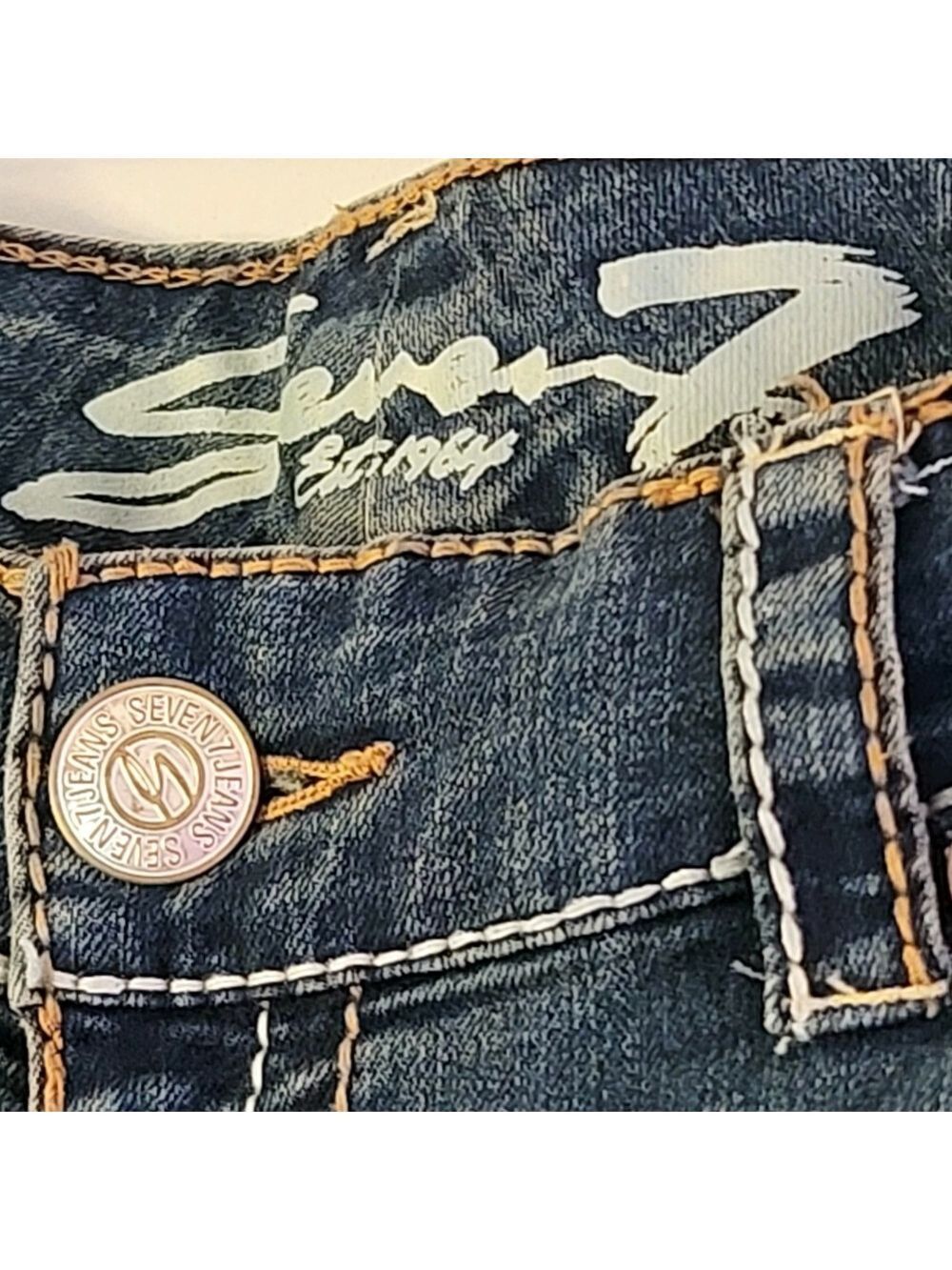 Plus Size 32 Seven7 Women's Distressed Bootcut Denim Jeans